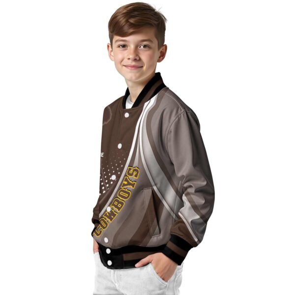custom wyoming cowboys wave patterns brown jacket trendy