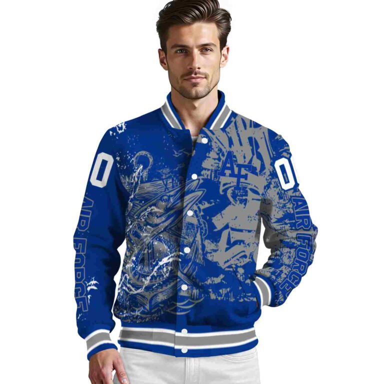 customized air force falcons fishing art blue jacket high quality