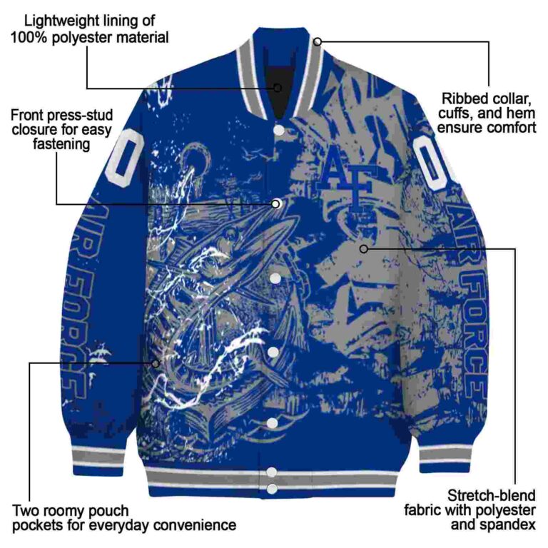customized air force falcons fishing art blue jacket new arrival