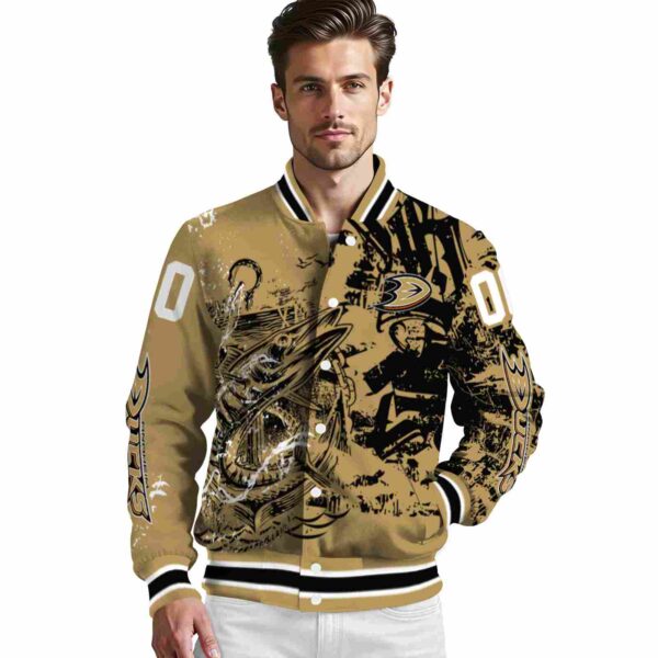 customized anaheim ducks fishing art gold jacket high quality