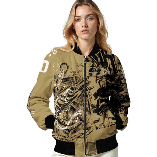 customized anaheim ducks fishing art gold jacket latest model