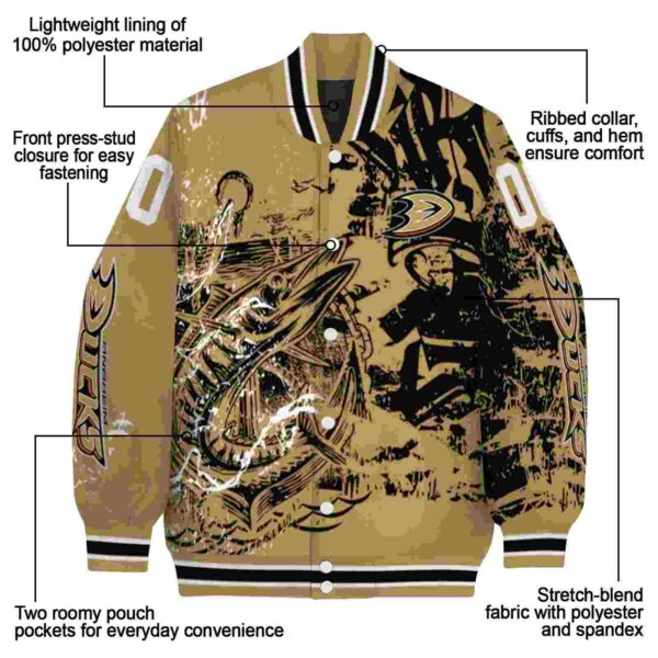 customized anaheim ducks fishing art gold jacket new arrival