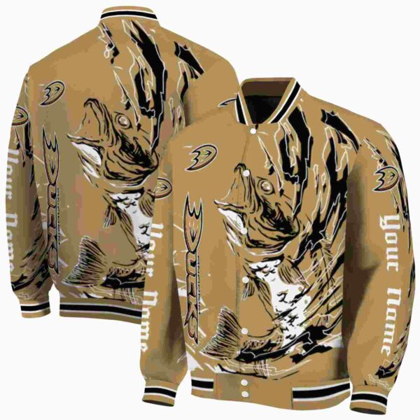 customized anaheim ducks fishing passion gold white jacket fashion forward