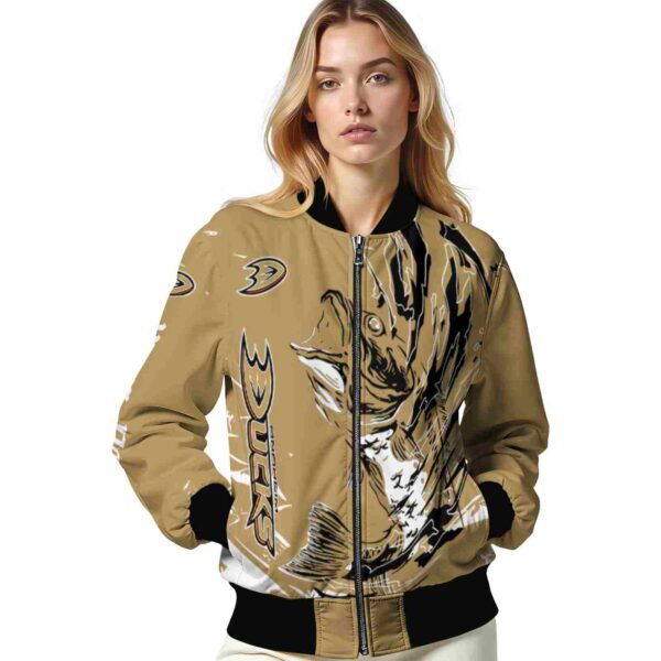 customized anaheim ducks fishing passion gold white jacket latest model