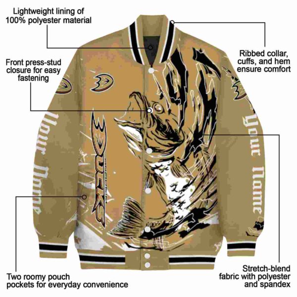 customized anaheim ducks fishing passion gold white jacket new arrival