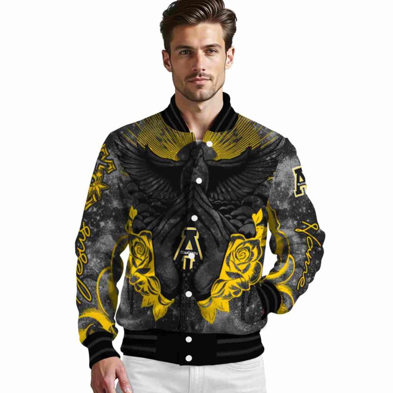 customized appalachian state mountaineers praying hands black jacket high quality