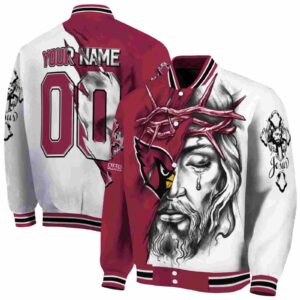 customized arizona cardinals jesus tears red white jacket fashion forward