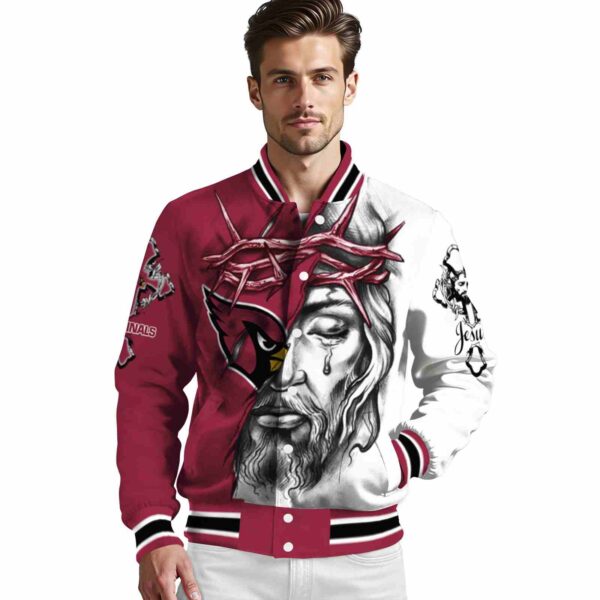customized arizona cardinals jesus tears red white jacket high quality