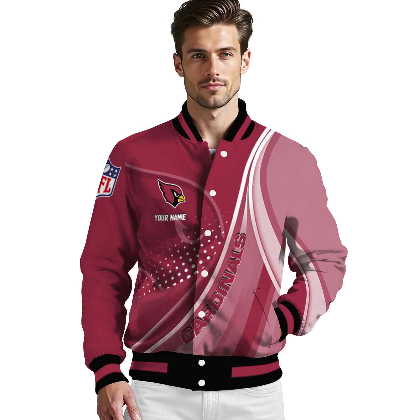 customized arizona cardinals wave patterns red jacket high quality customized arizona cardinals wave patterns red jacket high quality