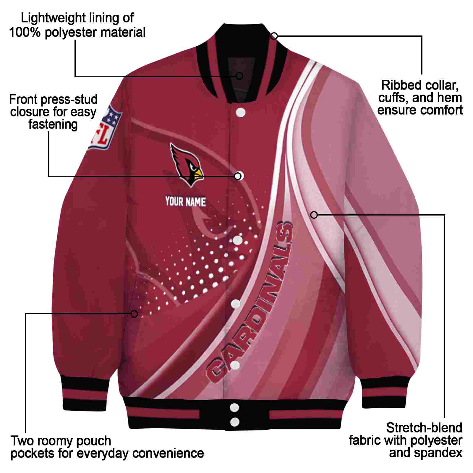 customized arizona cardinals wave patterns red jacket new arrival customized arizona cardinals wave patterns red jacket new arrival