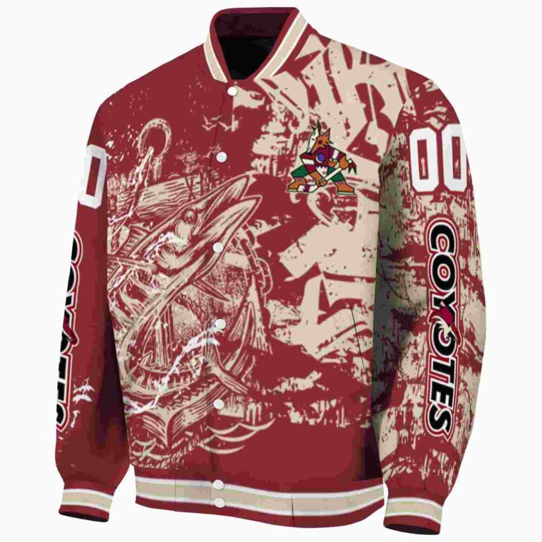 customized arizona coyotes fishing art red jacket best selling