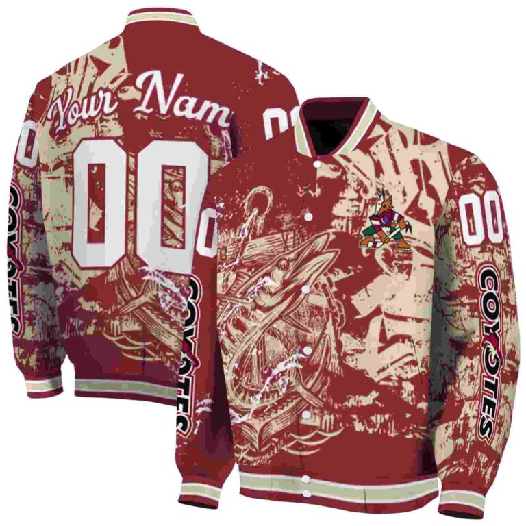 customized arizona coyotes fishing art red jacket fashion forward