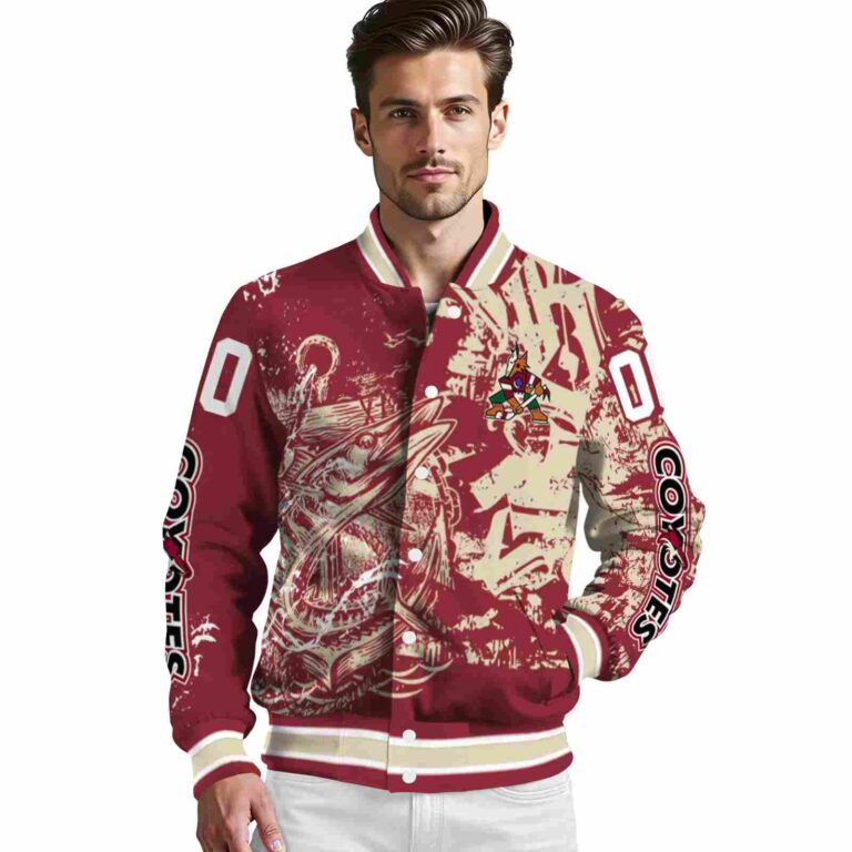 customized arizona coyotes fishing art red jacket high quality
