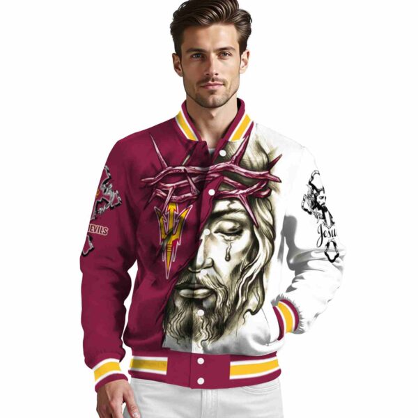 customized arizona state sun devils jesus tears maroon white jacket high quality