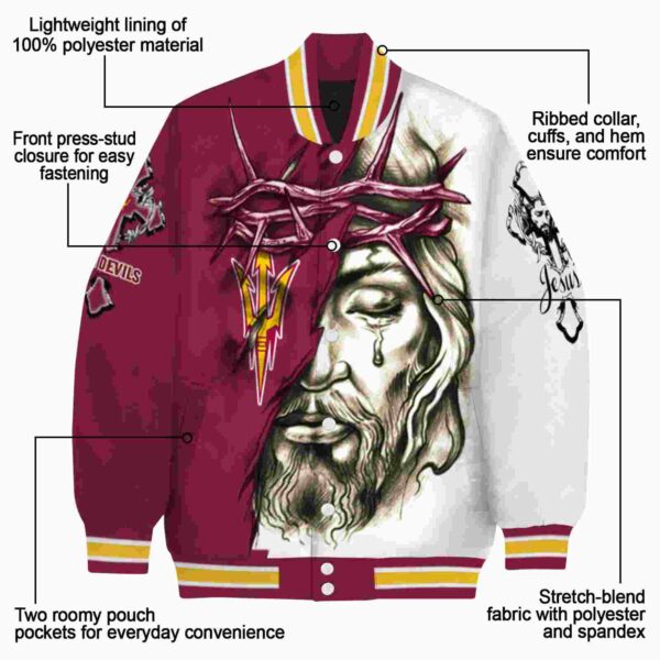 customized arizona state sun devils jesus tears maroon white jacket new arrival