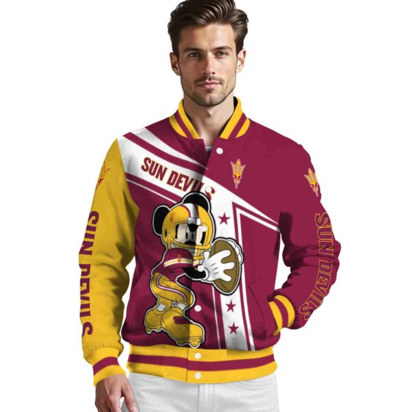 customized arizona state sun devils mickey football maroon white jacket high quality