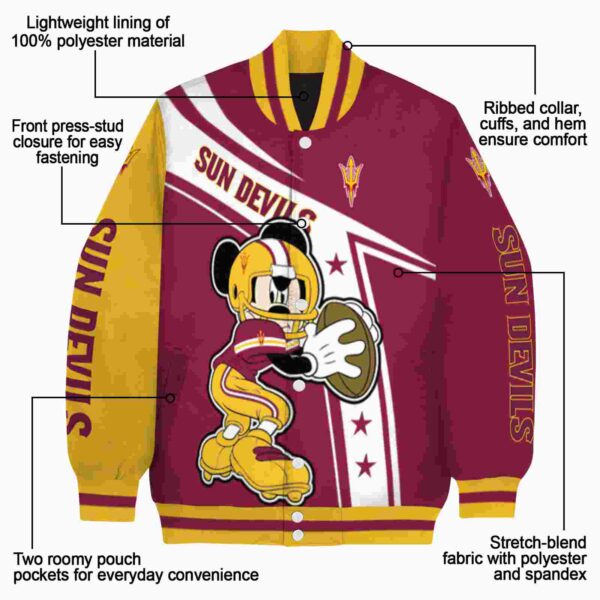 customized arizona state sun devils mickey football maroon white jacket new arrival