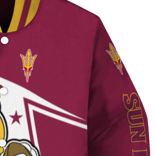 customized arizona state sun devils mickey football maroon white jacket premium grade