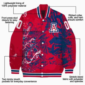 customized arizona wildcats fishing art red jacket new arrival