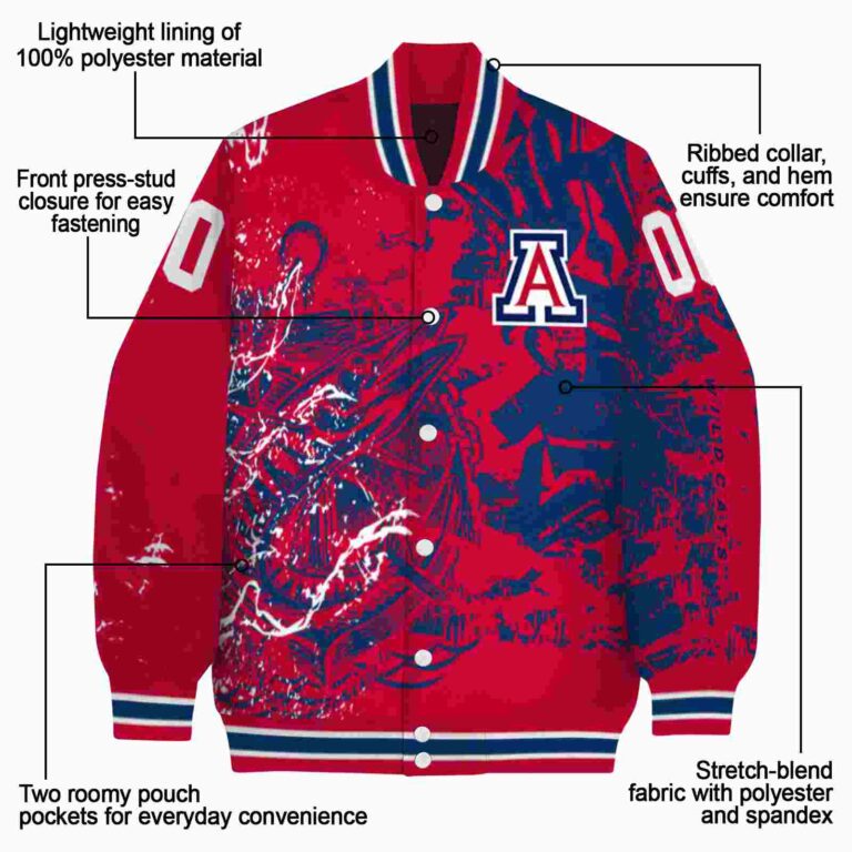 customized arizona wildcats fishing art red jacket new arrival