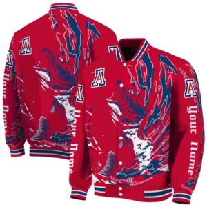 customized arizona wildcats fishing passion red white jacket fashion forward