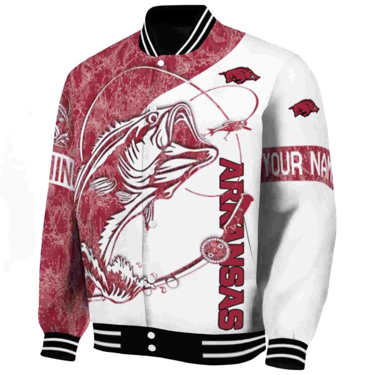 customized arkansas razorbacks fishing rod white jacket best selling