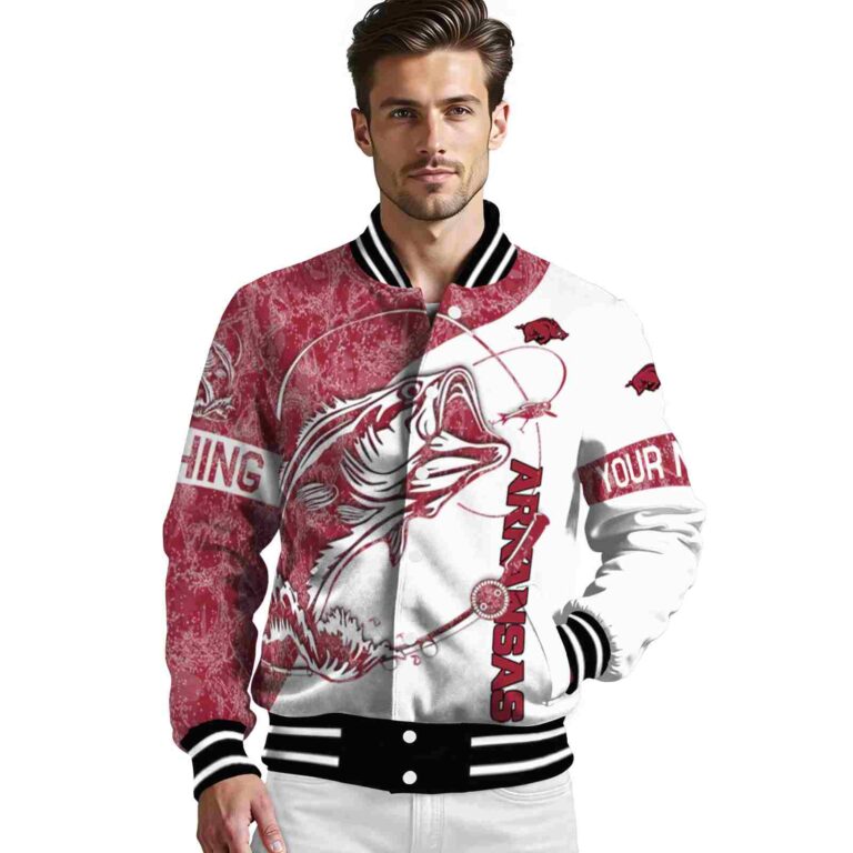 customized arkansas razorbacks fishing rod white jacket high quality