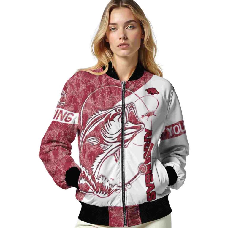 customized arkansas razorbacks fishing rod white jacket latest model