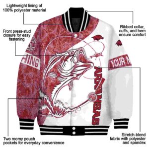 customized arkansas razorbacks fishing rod white jacket new arrival