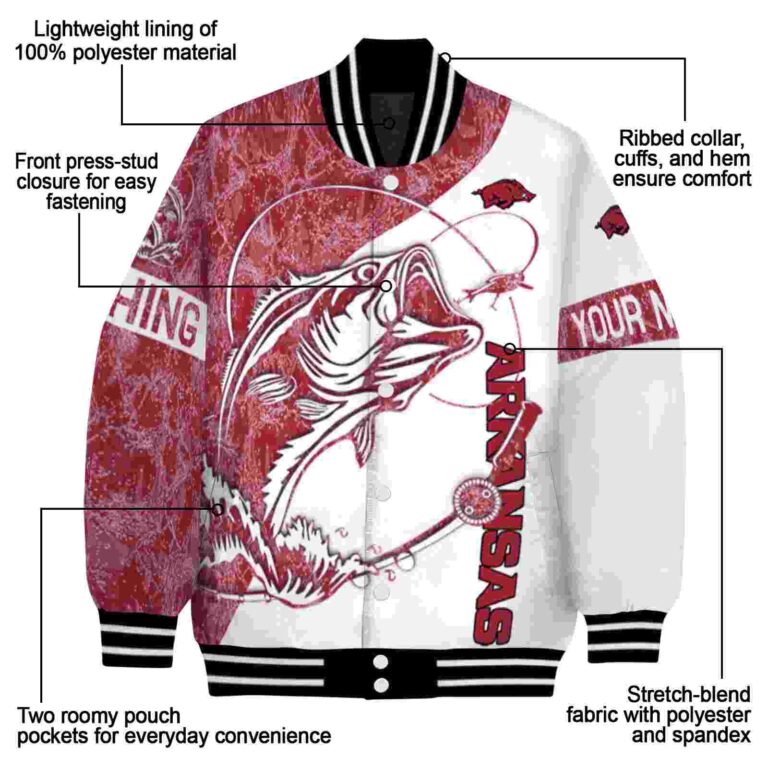 customized arkansas razorbacks fishing rod white jacket new arrival