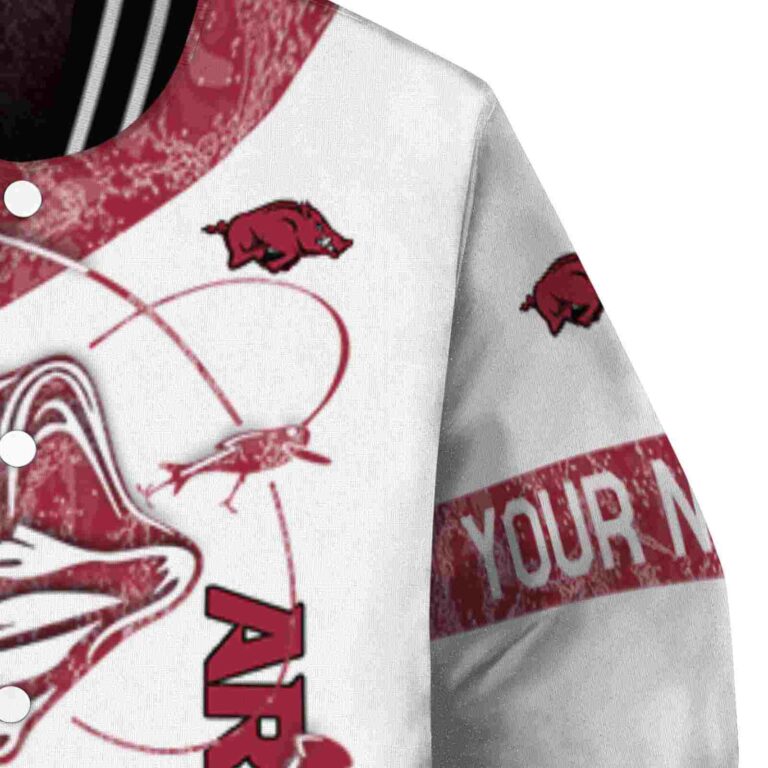 customized arkansas razorbacks fishing rod white jacket premium grade
