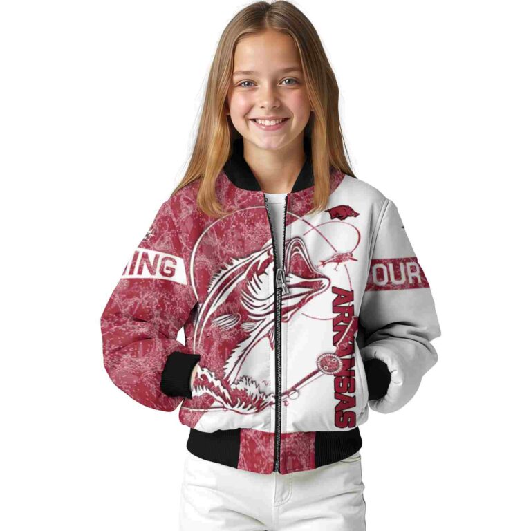 customized arkansas razorbacks fishing rod white jacket top rated