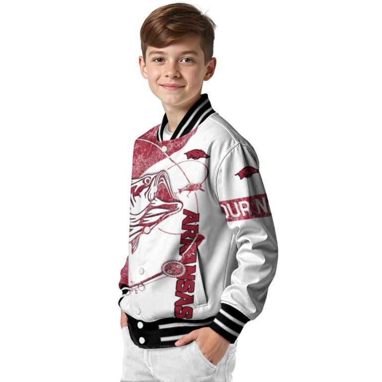 customized arkansas razorbacks fishing rod white jacket trendy