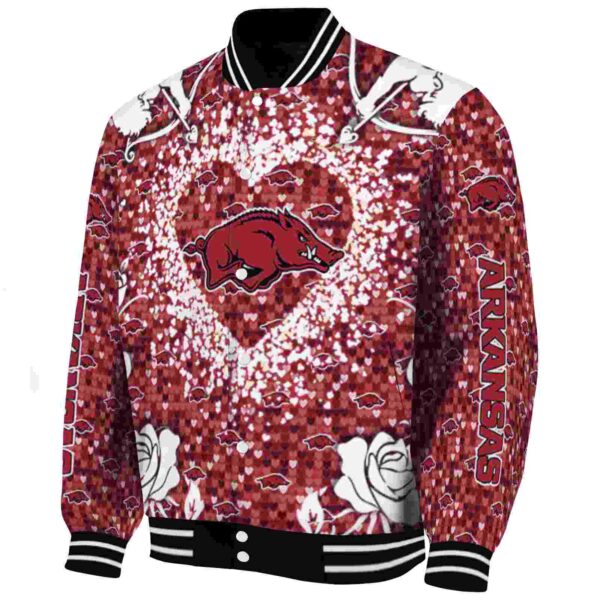 customized arkansas razorbacks heart explosion red jacket best selling
