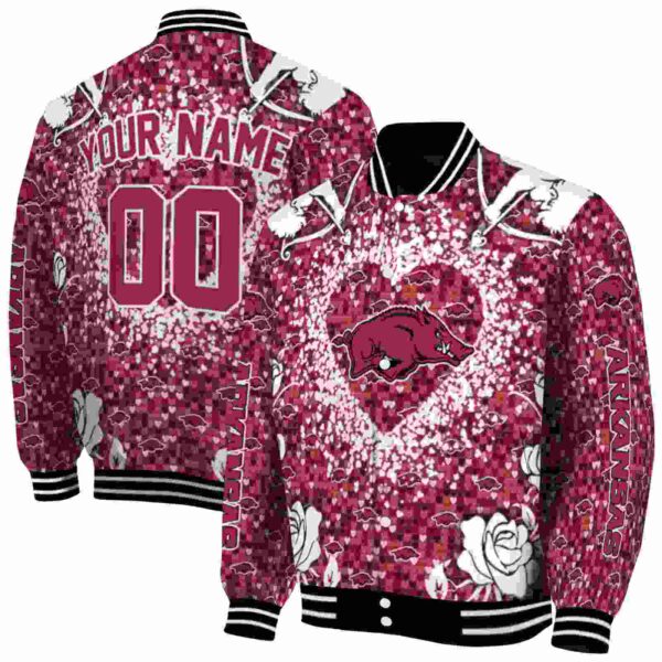 customized arkansas razorbacks heart explosion red jacket fashion forward