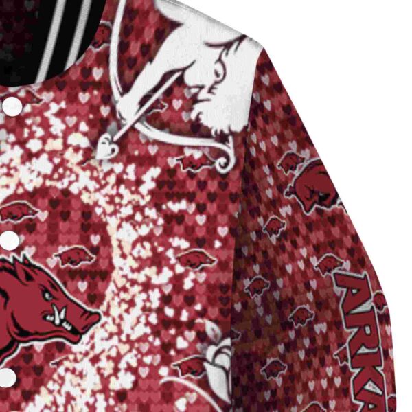 customized arkansas razorbacks heart explosion red jacket premium grade