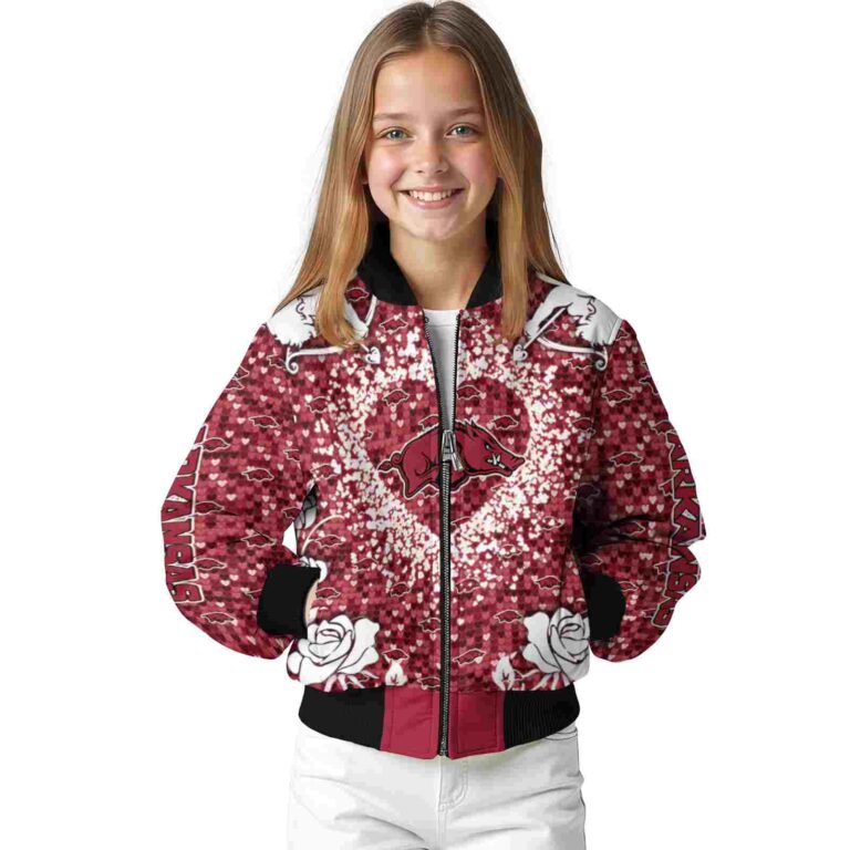 customized arkansas razorbacks heart explosion red jacket top rated