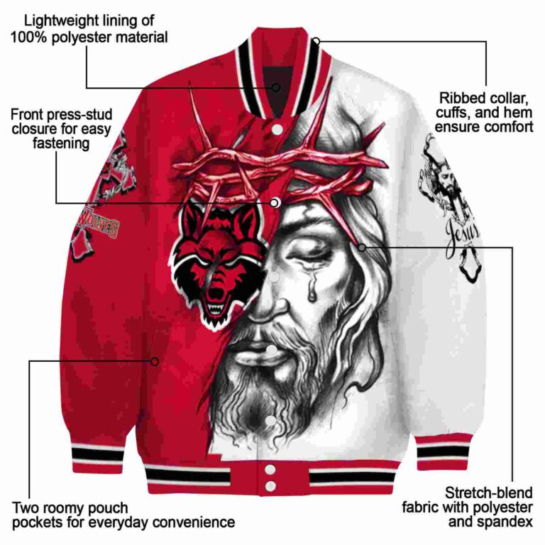 customized arkansas state red wolves jesus tears scarlet white jacket new arrival
