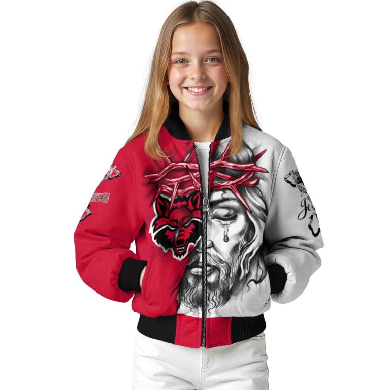 customized arkansas state red wolves jesus tears scarlet white jacket top rated