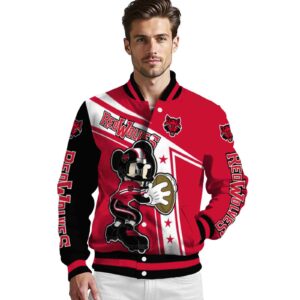 customized arkansas state red wolves mickey football scarlet white jacket high quality