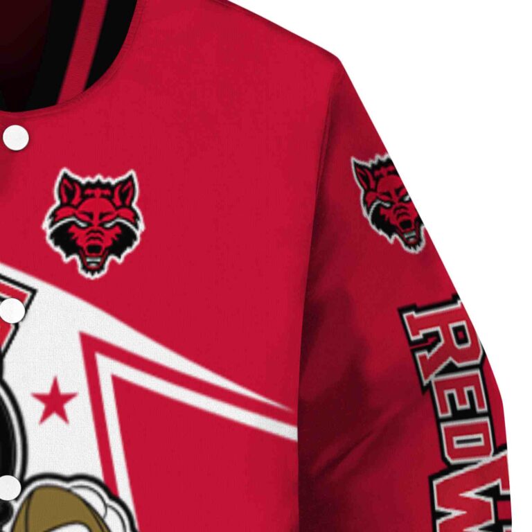 customized arkansas state red wolves mickey football scarlet white jacket premium grade