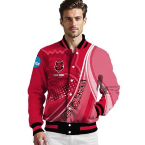 customized arkansas state red wolves wave patterns scarlet jacket high quality