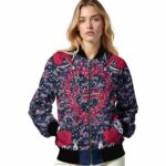 customized atlanta braves heart explosion navy jacket best selling