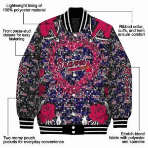customized atlanta braves heart explosion navy jacket new arrival