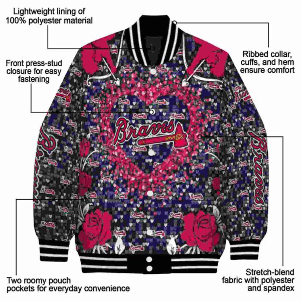 customized atlanta braves heart explosion navy jacket new arrival