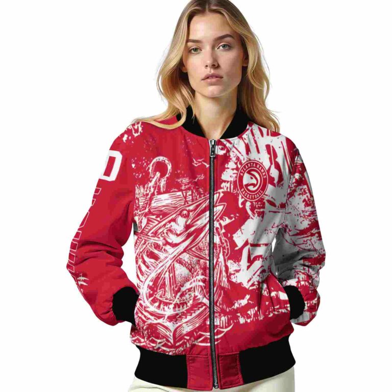 customized atlanta hawks fishing art red jacket latest model