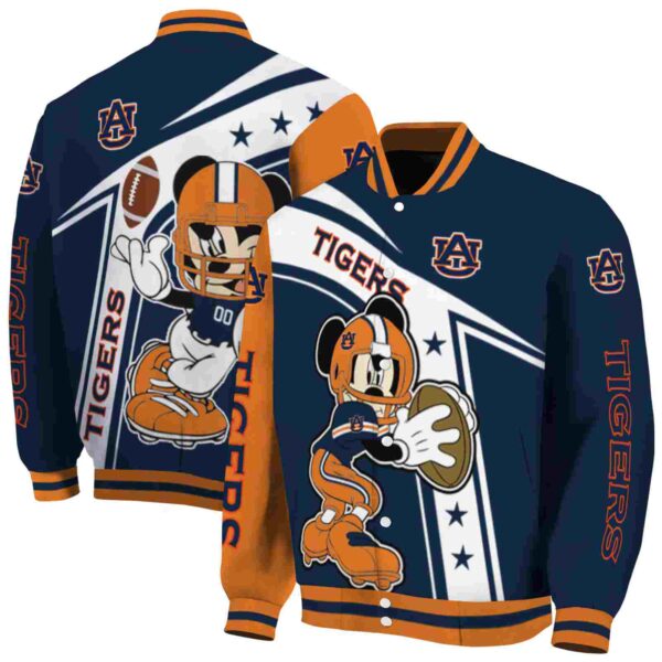 customized auburn tigers mickey football navy blue white jacket fashion forward