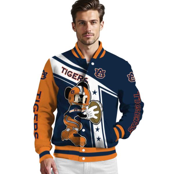 customized auburn tigers mickey football navy blue white jacket high quality