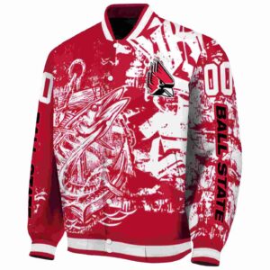 customized ball state cardinals fishing art red jacket best selling