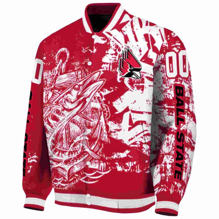 customized ball state cardinals fishing art red jacket best selling